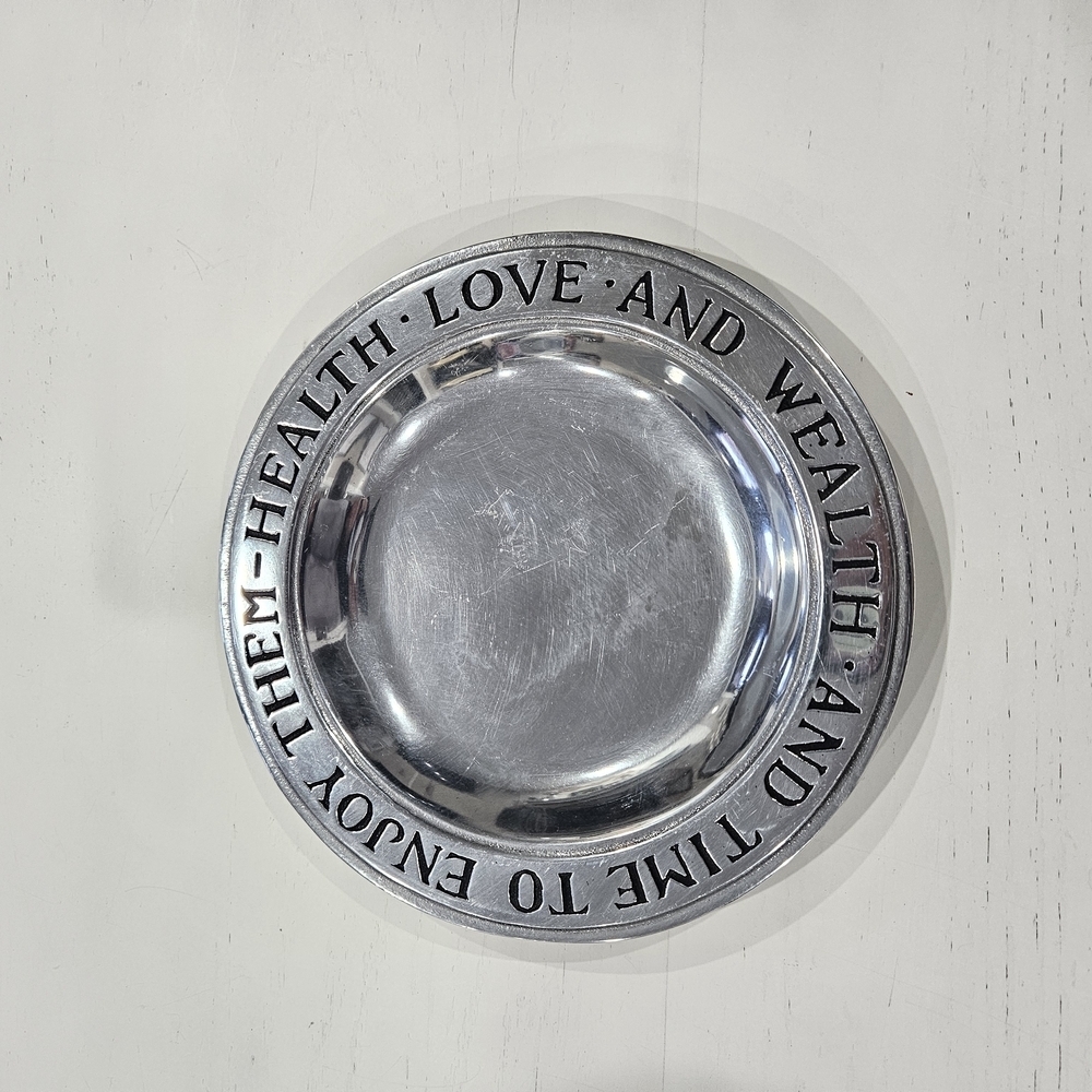 Silver Decorative Plate with Engraved Text